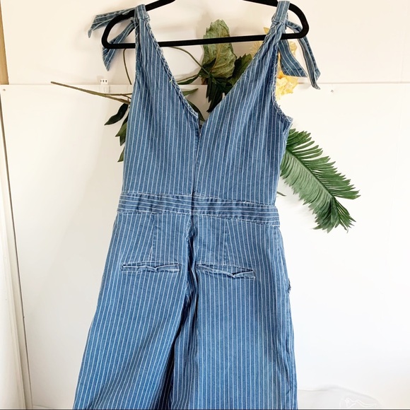 - Chelsea & Violet Womens Denim Striped Jumpsuit Blue - Picture 4 of 7